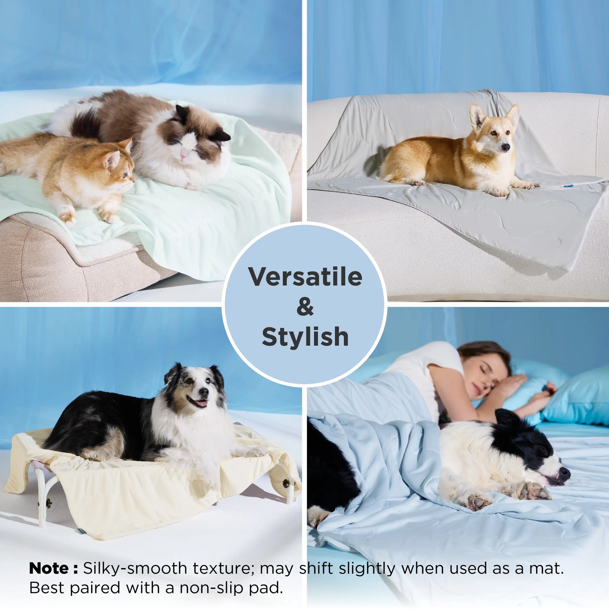 Bedsure Pet Cooling Blanket for Dogs & Cats - Machinewash Easy, Heat Dissipation, Multi-Sizes, Skin-Friendly, Washable Breathable Throw for Couch & Bed