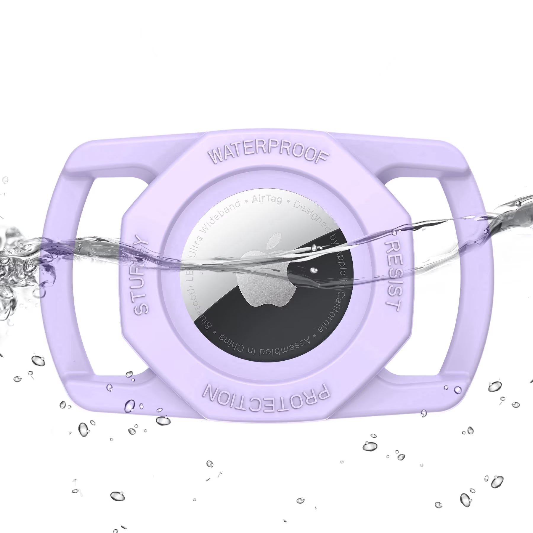 Airtag Dog Collar Holder, [1 Pack] Waterproof Airtag Case for Dog Collar, TPU & Silicone Full Body Covered Anti-Lost Apple Air Tag Collar Holder Airtag Case for Pet Collar Backpack, Purple