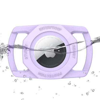 Airtag Dog Collar Holder, [1 Pack] Waterproof Airtag Case for Dog Collar, TPU & Silicone Full Body Covered Anti-Lost Apple Air Tag Collar Holder Airtag Case for Pet Collar Backpack, Purple
