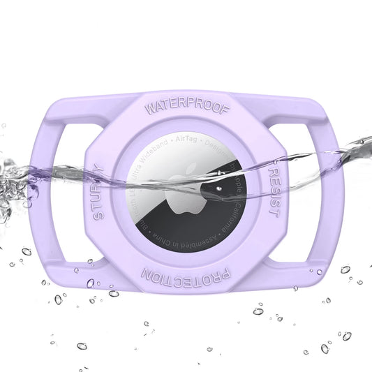 Airtag Dog Collar Holder, [1 Pack] Waterproof Airtag Case for Dog Collar, TPU & Silicone Full Body Covered Anti-Lost Apple Air Tag Collar Holder Airtag Case for Pet Collar Backpack, Purple